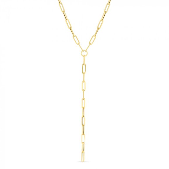 14K Lariat Paperclip Y-Necklace - Picture 1 of 3
